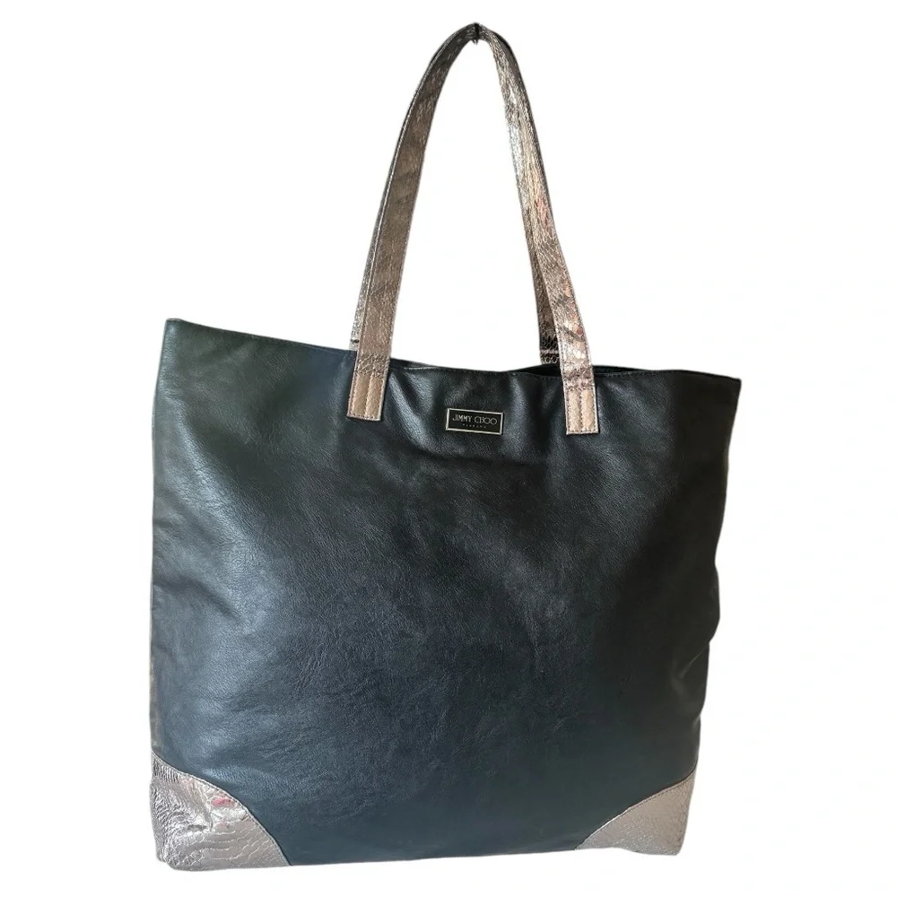 Jimmy Choo Parfums Black & Snake Print Faux Leather Tote Shoulder Bag!